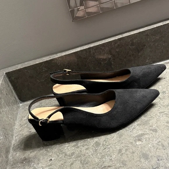 Chic Black Suede Slingback Heels for Women - Picture 3 of 9